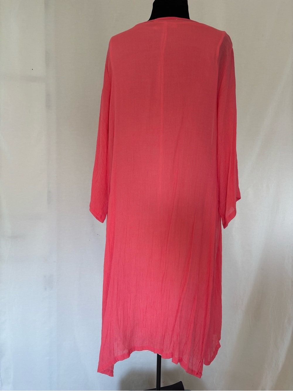 Simply Couture Coral Crinkle Duster Cardigan XL Boho Resort Beachy Layer - Picture 3 of 10
